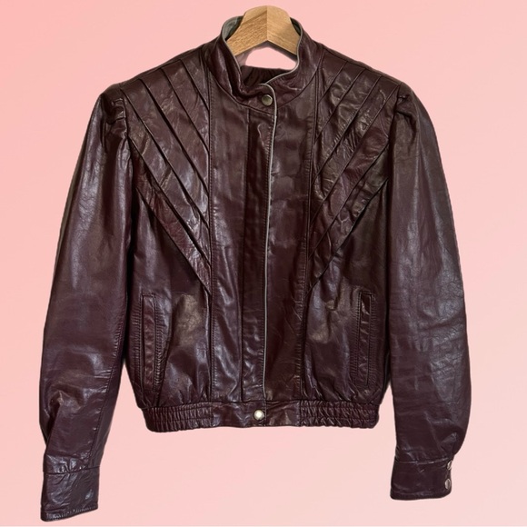 VINTAGE BERMAN'S PURPLE LEATHER RACER JACKET - Picture 1 of 8